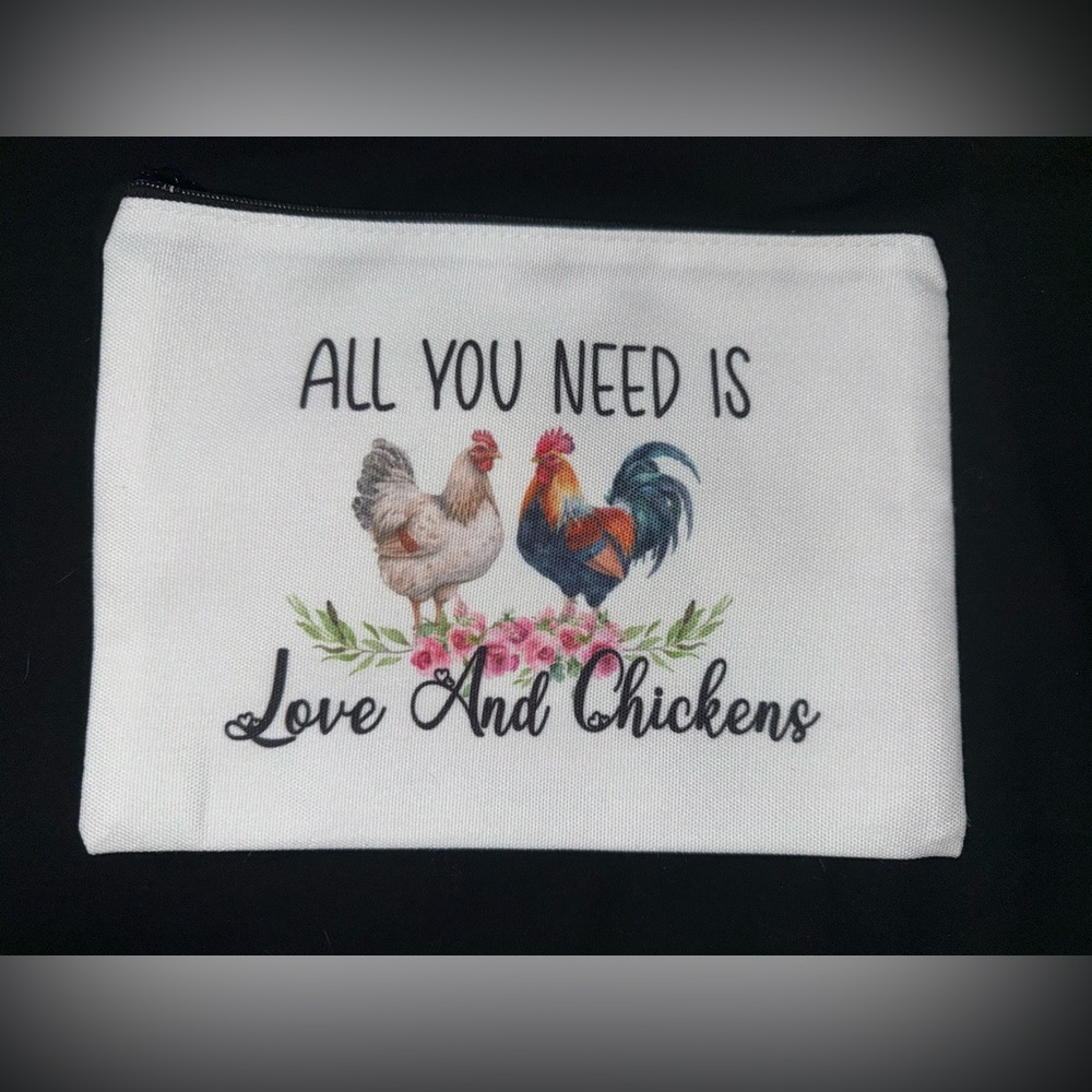 Chicken Lover's White Zipper Pouch